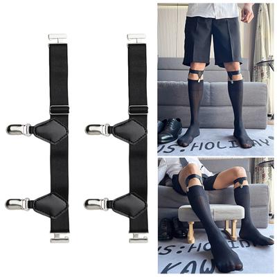 Porta Ligas de Meia Cintos para Homens Mulheres Ajustáveis Antiderrapantes Tiras de Meia Suspensórios Laço de Bezerro Clipe de Meia Fivela para Meia