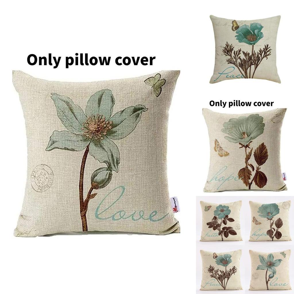 Nature Inspired Pillowcase With Flowers And Green Leaves For Home Decor And Couch Cushion