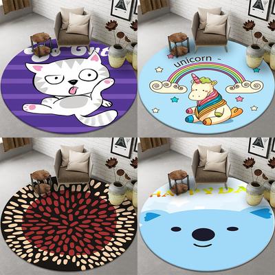 Tapete de chão redondo com estampa de animal fofo para casa, quarto, sala de estar, tapete decorativo para porta