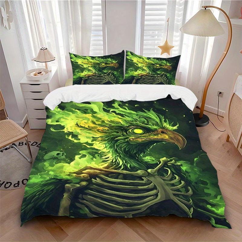 

3pcs Eagle Flames Soft Comfortable Bedding set, For Bedroom, Guest Room And Dorm, All - Season Use, High-Definition Printing197 135x200cm