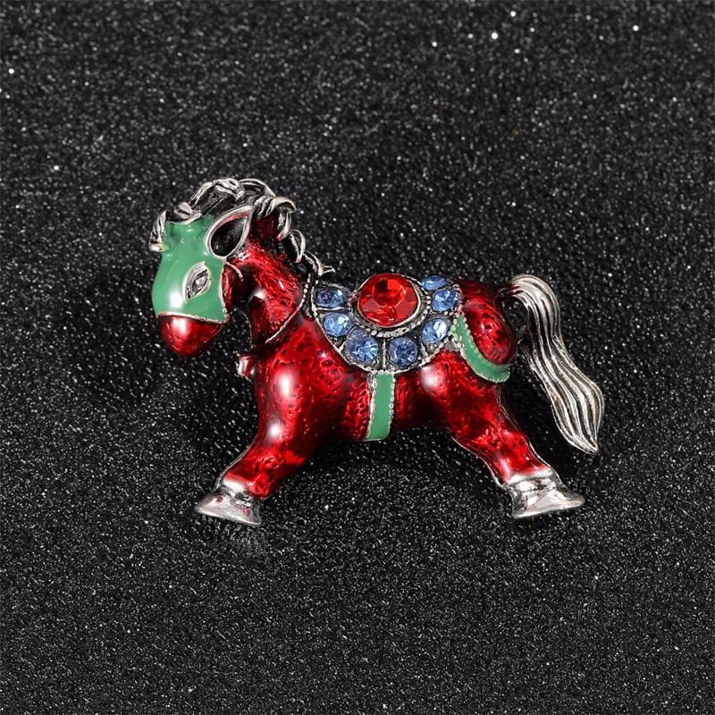 Alloy Horse Brooch Zodiac Pony Pins Women Men Clothing Accessories Suit Lapel Corsage Badges  Year Gifts