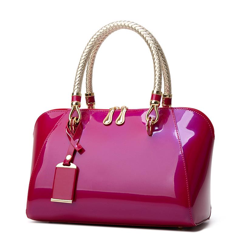 2025 Patent Leather Shiny Women's Boston Bag - Fashionable Single Shoulder & Crossbody Handbag