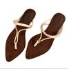 Fashion Pointed Toe Clip Toe Women Flats Slippers Dress Fashion Shoes Summer Designer Woman Sandals 2025 Casual Beach Female Zapatillas