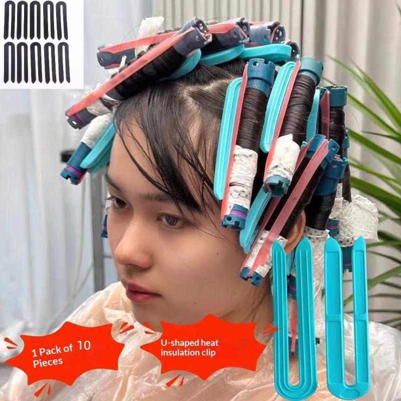10Pcs U-Shape Hair Perm Insulation Clips Multipurpose Strong Hold Heat Resistance Hair Volume Clips For Salon Home Styling Tools
