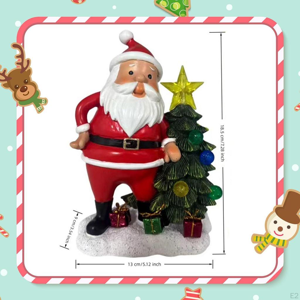 Solar Christmas Tree Lights Statue,Lighted Up Xmas Garden Centerpiece Miniature Figurine for