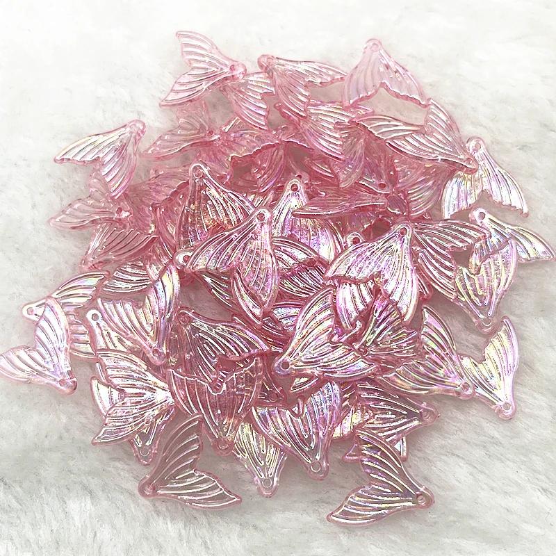 30pcs 20mm Colour AB Acrylic Mermaid Tail Pendant Charms for Jewelry Making Diy Earring Phone Chain Keychain Handmade Accessorie
