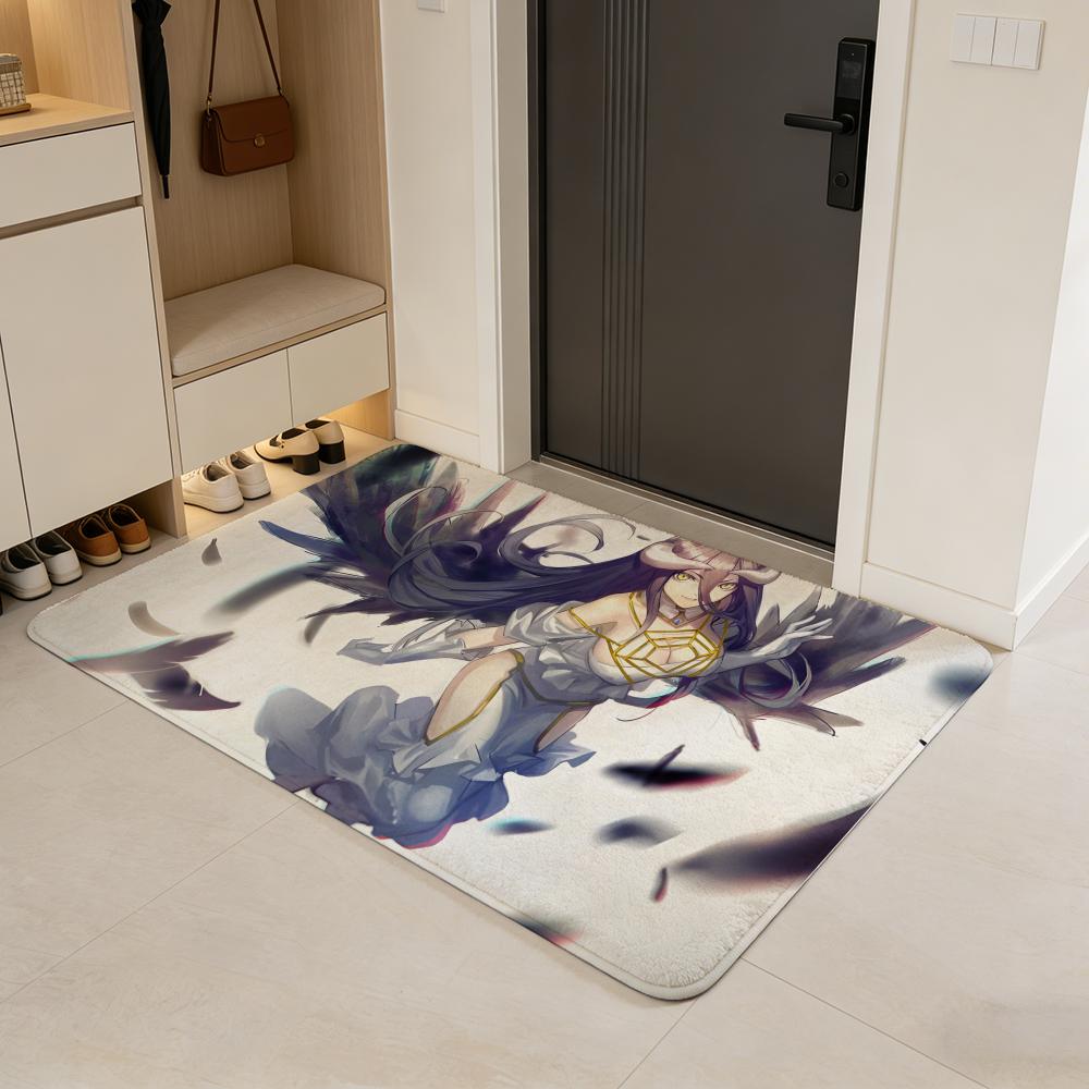 Cartoon O-overlord Floor Mat Flannel Door Mat Non-Slip Absorbent Washable Indoor Home Rug