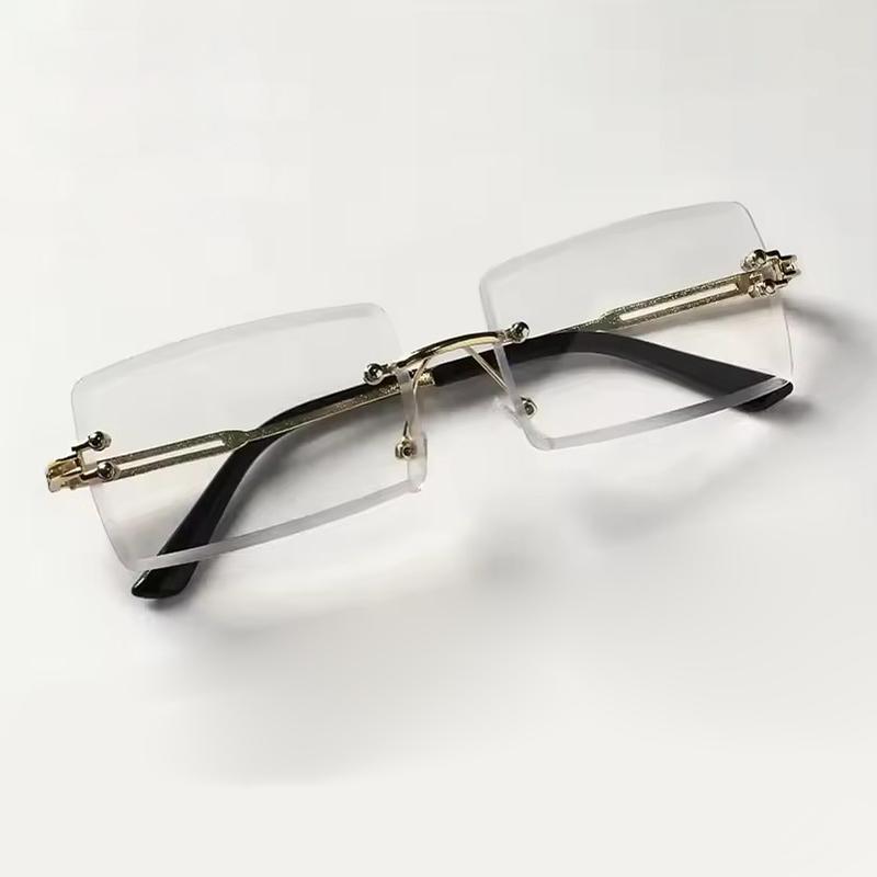 Fashion Rectangular Metal Rimless Women Glasses Gradient Glasses for Men Daily Life Eyewear Accessories