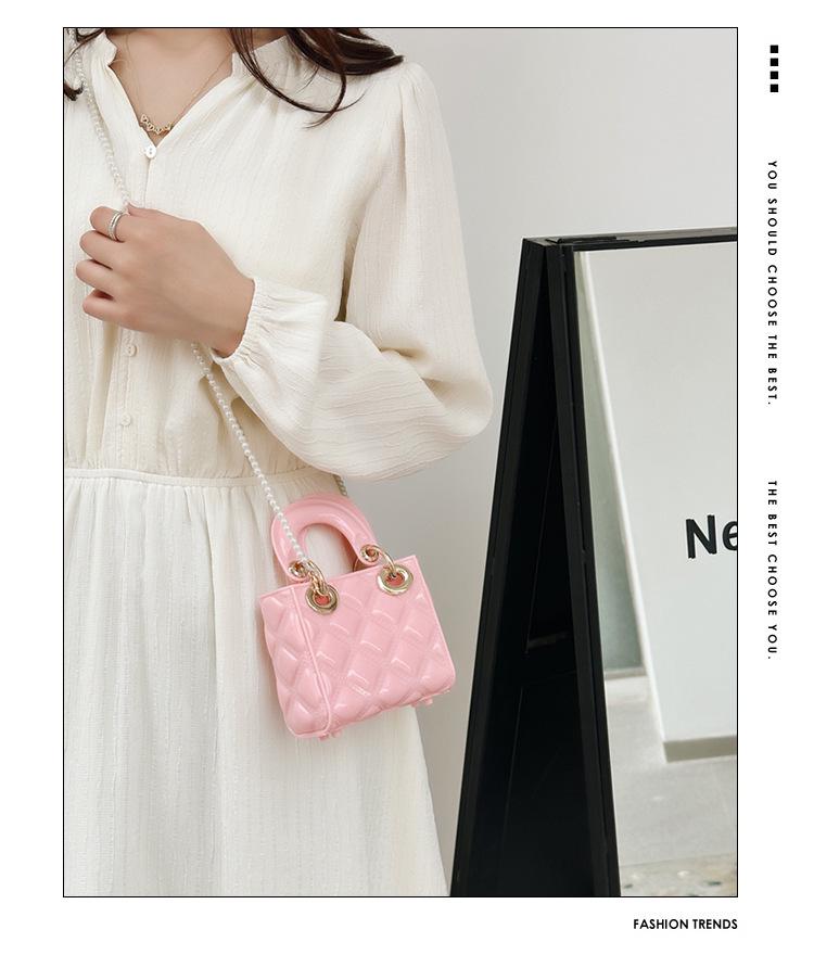 2025 Sommer Mini Diamantmønster Jelly Bag - PVC Perle Crossbody for Barn & Kvinner
