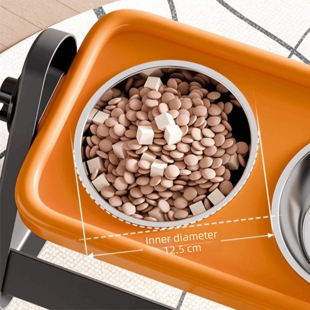 Stainless Steel Elevated Pet Bowl Non-Slip Anti-flip Raised Dog Bowl Adjustable Height with Stand Cat Double Bowl