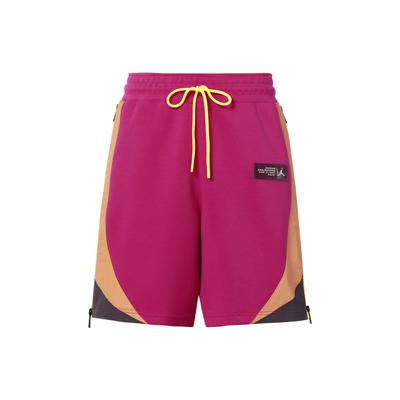 Shorts Amples Droits Mi-Hauts à Lacets avec Patch Logo Zippé sur le Côté pour Homme Shorts Rose CZ4823-615
