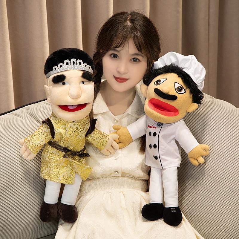 Funny Jeffy Hand Puppet Doll Toy Talk Show Roleplay Movable Mouth Props Chef Police Prince Dad Mom Penelope Cody Junior Joseph