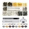200Pcs 6mm Metal Eyelet with Tool 4 Color Eyelet Grommets Tarpaulin Eyelet with Grommet Setting Tool for Leather Craft