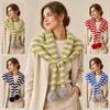 Warm Neck Wrap Shawl Striped Pattern Shoulder Cape Scarf New Knitted Scarf  Autumn Winter