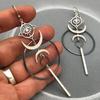 Trendy Geometric Crescent Moon & Devil's Eye Dangle Earrings for Women