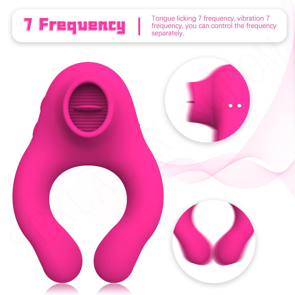 Unisex Vibrator Male Penis Ring Tongue Licking Sex Toy 3 Motor Vagina Masturbator G-spot Clitoris Stimulator Sex Toys for Couple