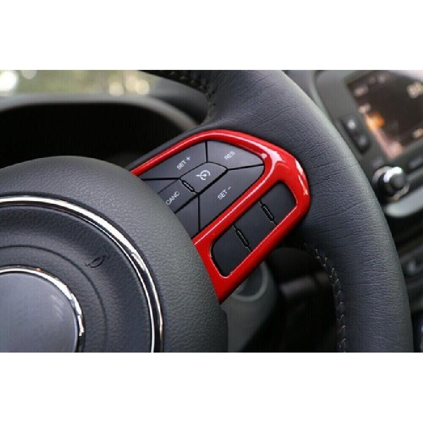 Car Steering Wheel Switch Button Trim 3PCS For Jeep Compass 2017- Bright Red