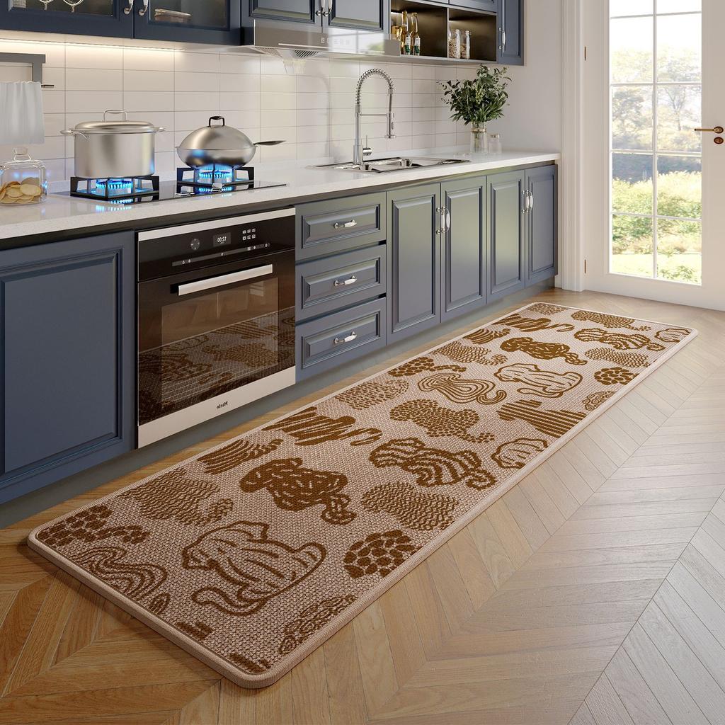 Non-Slip Kitchen Rug Super Absorbent, Woven Printed Stain-Resistant Floor Mat Doormat, Rubber Backing Long Mats for Kitchen