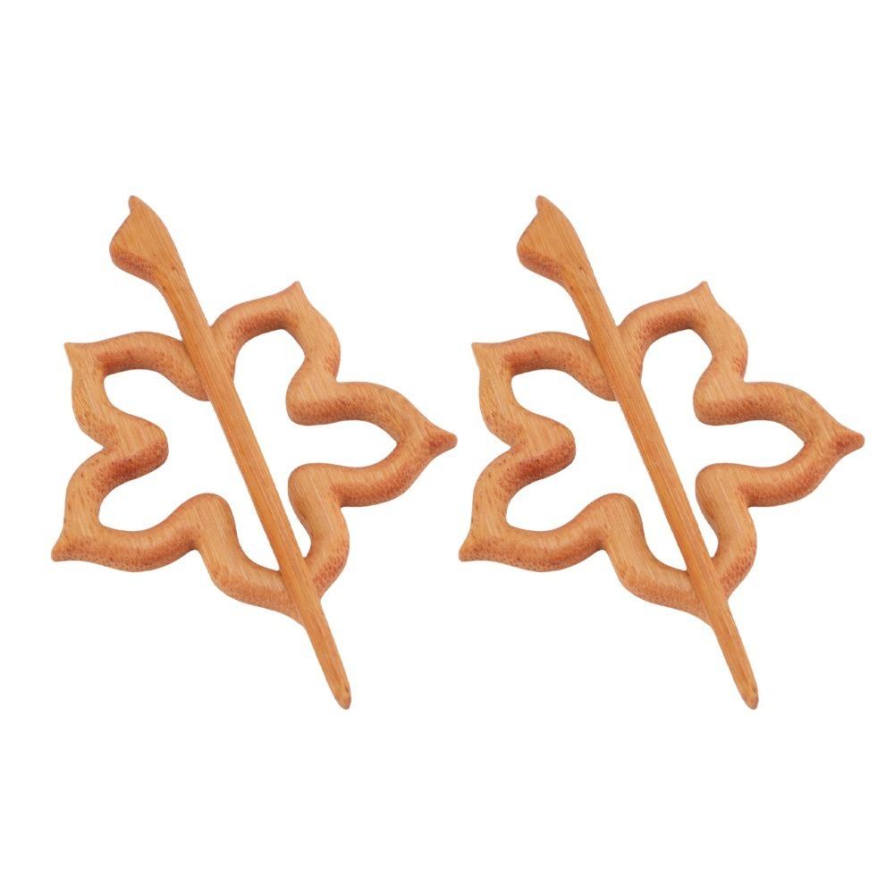 2pcs Handmade Wooden Flower Brooch Flower Shaped Scarf Buckle Brooch Wooden Brooch Pins For Sweater