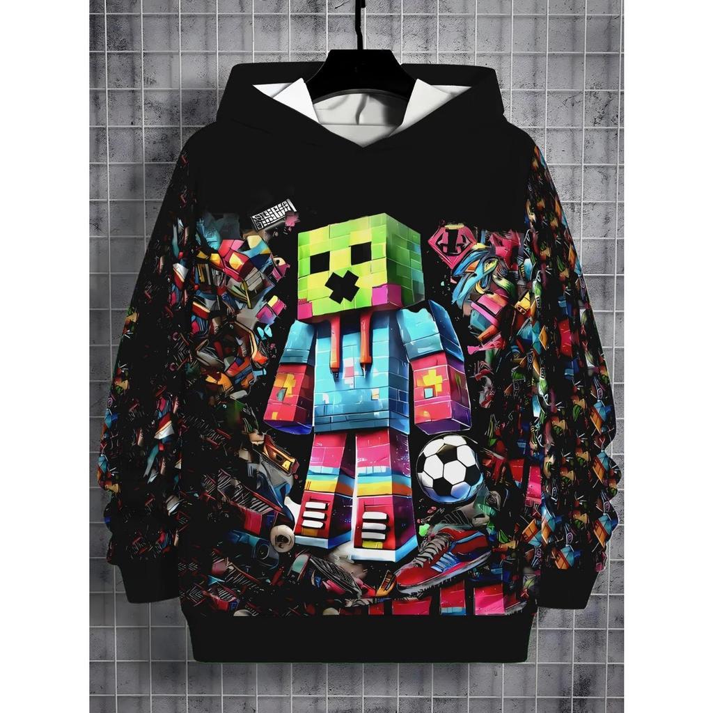 Children's Clothing, Boys' Hoodies, Long Sleeved Fashionable Printed Spring and Autumn Pullovers