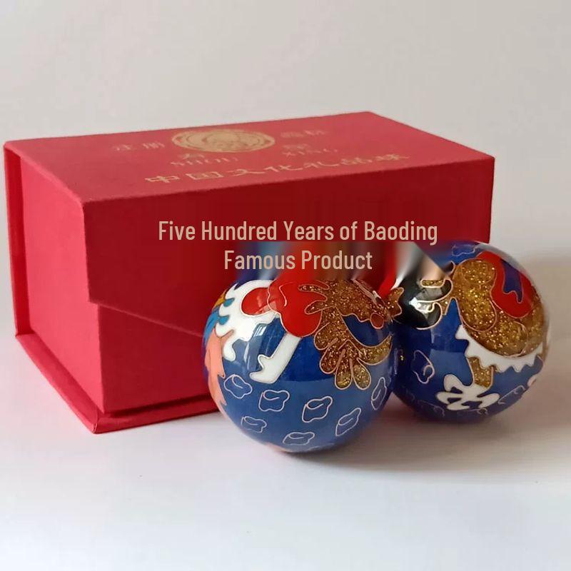 Wooden Baoding Health Balls - Dragon & Phoenix Design