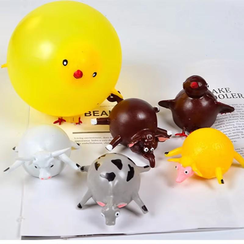 3/6 Pcs Children'S Fun Dinosaur Ranch Animal Inflatable Balloon Squeezing Soft Ball Balloon Party Fun Game Gifts