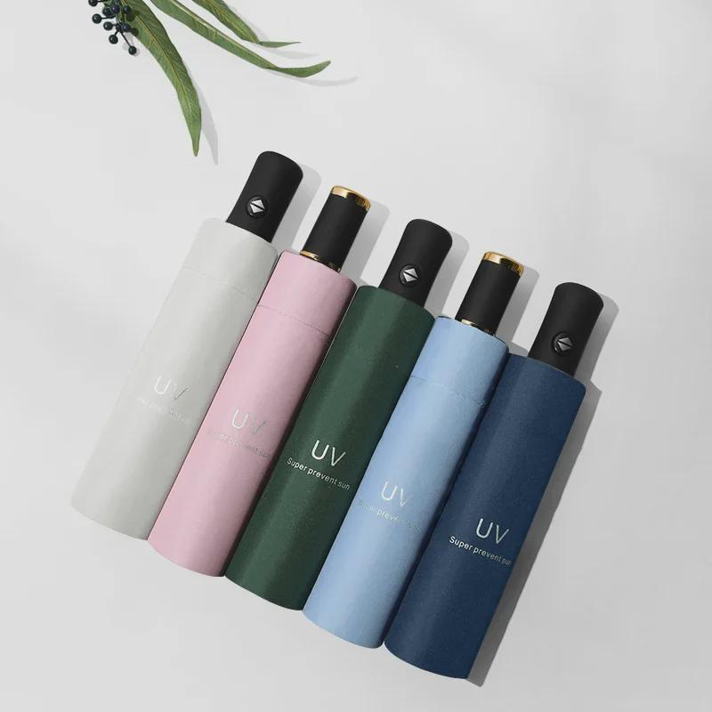 Umbrelă automată neagră cu dublă utilizare pentru femei - protecție UV și solară pentru orice vreme