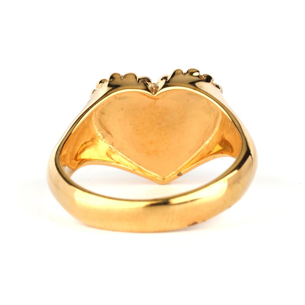 925 Silver Gold Plated Malachite Heart Ring Women Diamond Accent Jewelry Gift