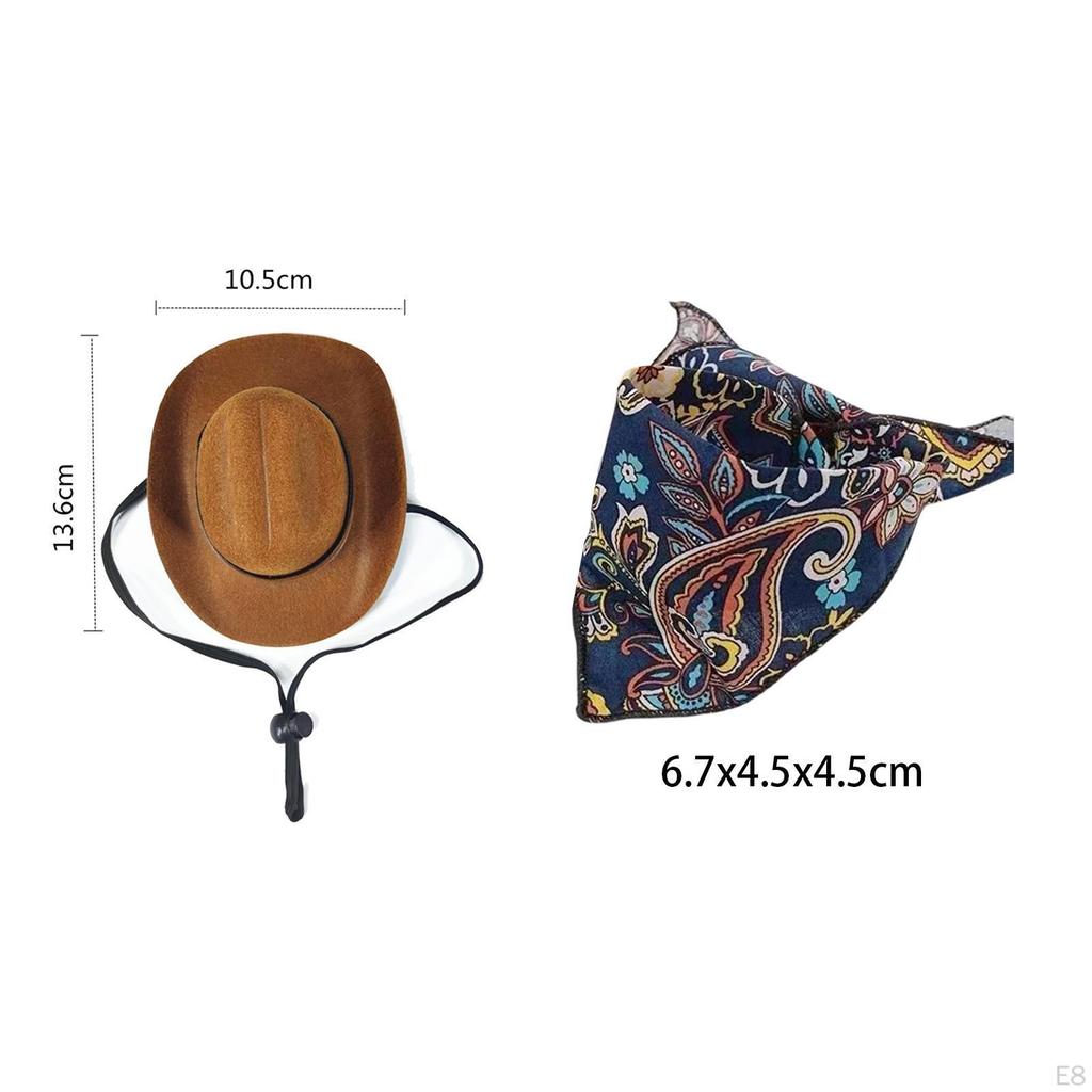 Cowboy Hat And Bandana Set for Pets, Halloween Costume Dogs Cats