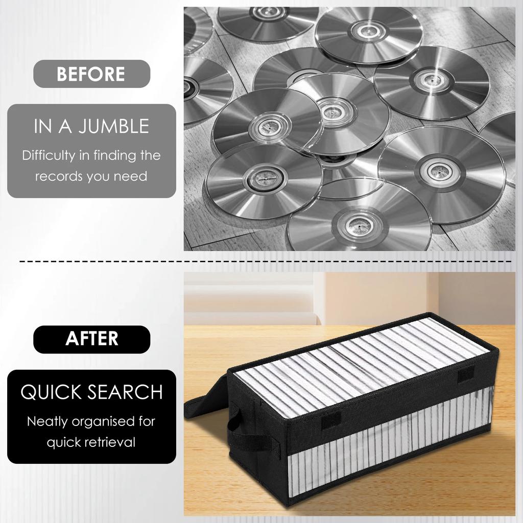 Large Capacity CD Package Portable CD DVD Case Nonwoven Fabric Storage Bag with Lid for Home Office Car CD Box Accessories