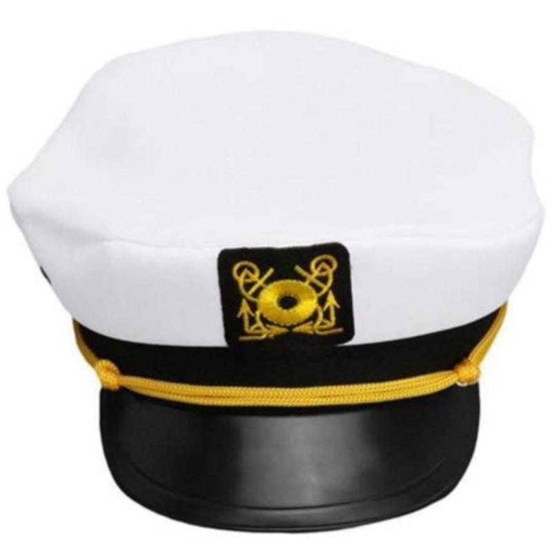 Yacht Captain Hat Adjustable Decorative White Hat Skipper Adult Unisex Event & Party Fancy Dress Supplies Sailor Captain Costume
