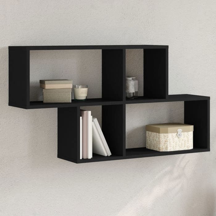 VidaXL Wall Shelf Black 100x20x53 Cm Engineered Wood, Floating Shelf, Wall Display Shelf, Panel 848018