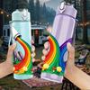 1PC Mountain Rainbow Landscape 750ml Color Plastic Sports Water Bottle Leakproof Flip Straw Lid Suitable for Sports Office Home Use