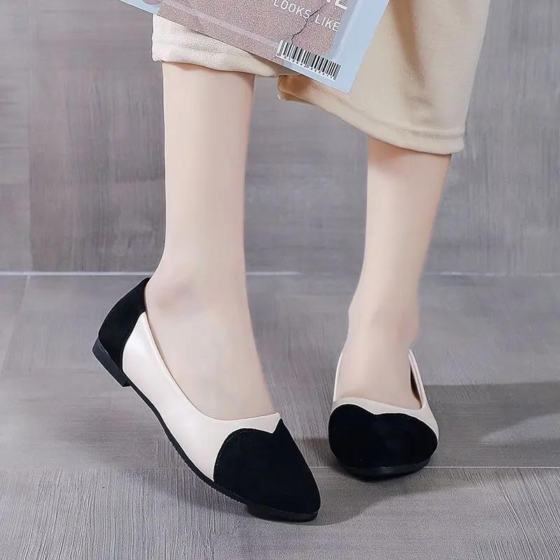 Fashion Ladies Footwear Green Women's Flat Shoes Round Toe Leather Casual Slip-on Y2k Young Chic and Elegant Vacation Promotion Social