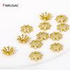 18K Gold Plated Brass Snowflake Bead End Caps,Inlaid Zircon Flower Bead Caps For DIY Bracelet Necklace Making Supplies Findings