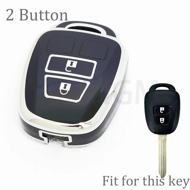 For Toyota Corolla Fielder Vitz Rav4 Mk4 Rav 4 2 Buttons Soft Tpu Car Key Case Cover Remote Shell Fob Holder Keychain Protector