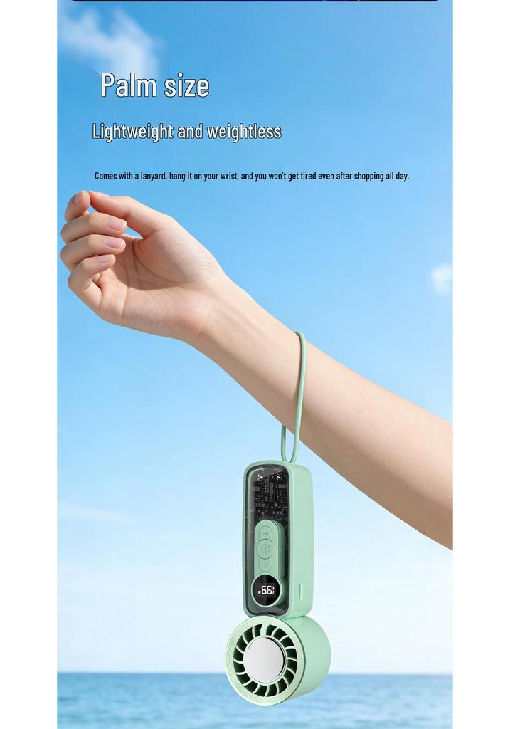 Portable USB-Charged Transparent Fan with Ice Pack and Display Screen for Outdoor Use