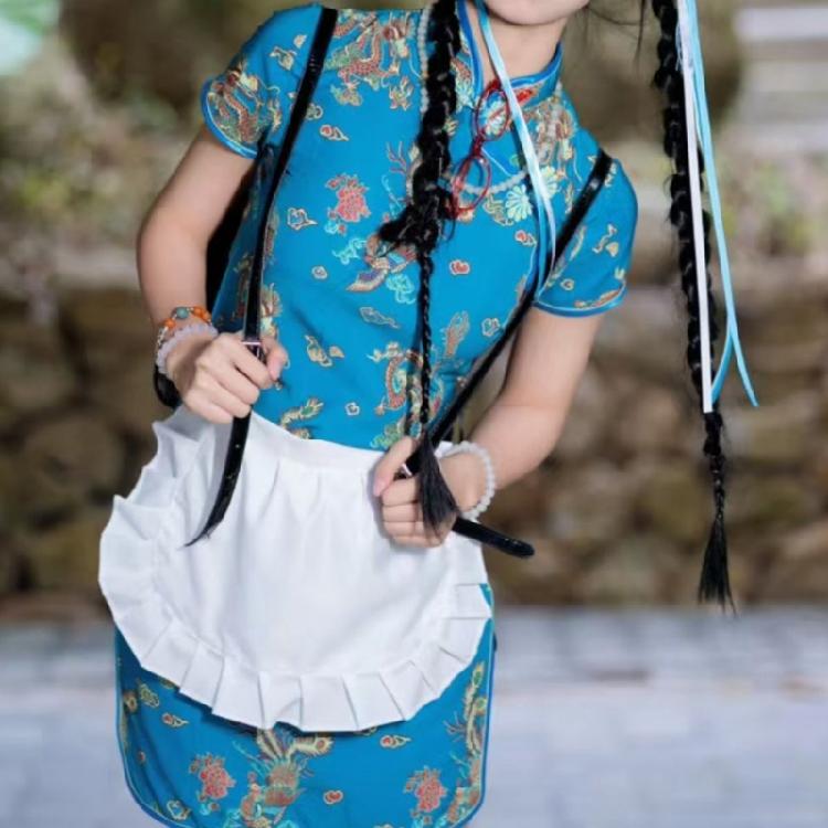 Costume Grembiule da Cameriera Grembiule da Cameriera Arricciato Regolabile per Halloween Cosplay Donna Grembiule da Cucina Grembiule da Cucina Grembiule da Servizio