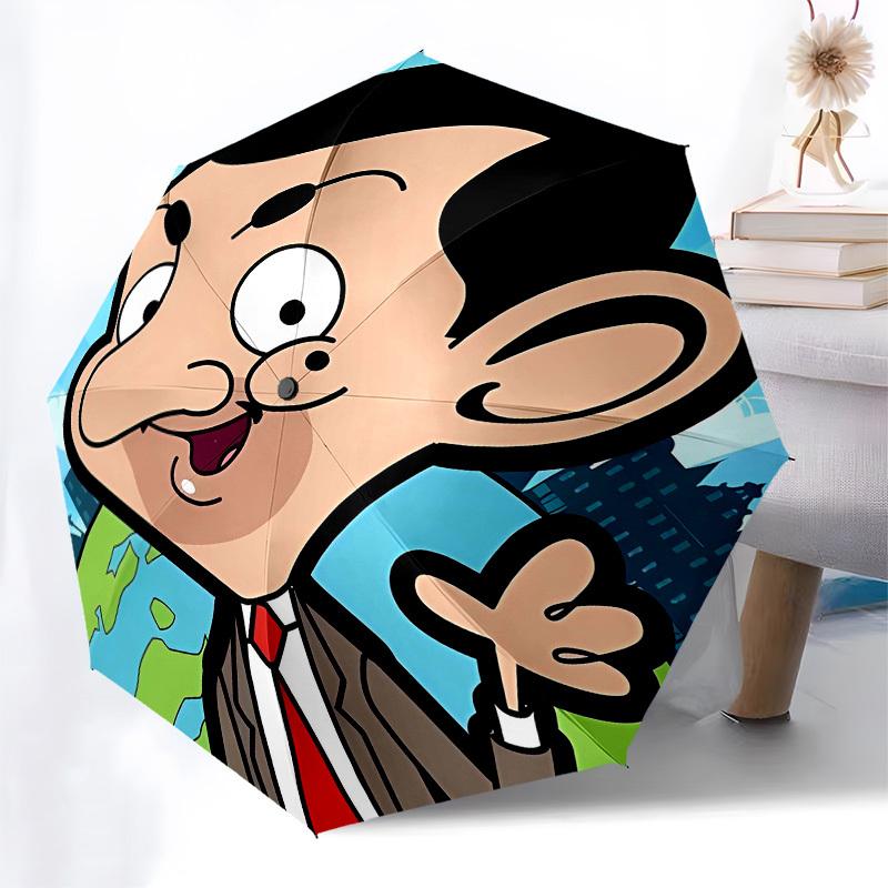 Mr. Bean, Cartoon Automatic Opening and Closing, 8 rib Structure Portable Umbrella, Suitable for Men and Women in All Seasons  Perfect Gift