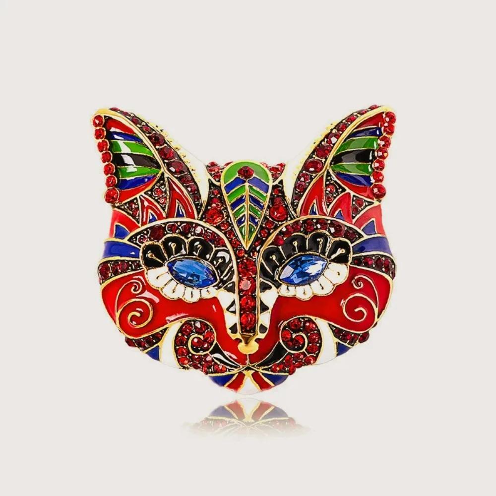 

1 шт. Женская брошь в виде головы лисы со стразами, Набор аксессуаров для одежды для пиджака, Подарок для вечеринки, Наряд для пары, Роскошная имитация