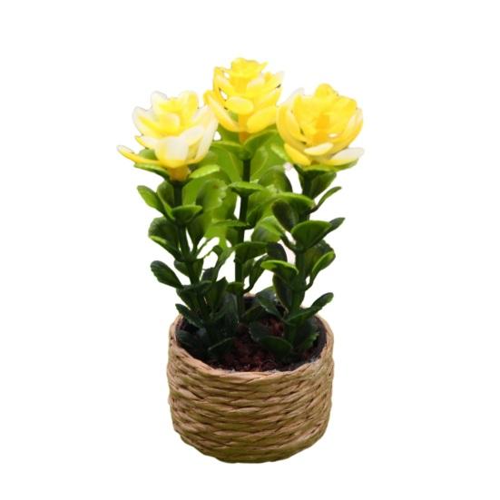 Artificial Plants for Room Mini with Vase, Small Fake In Handwoven Seagrass Indoor Greenery Baskets, Realistic Faux Floral Arrangement Shelf