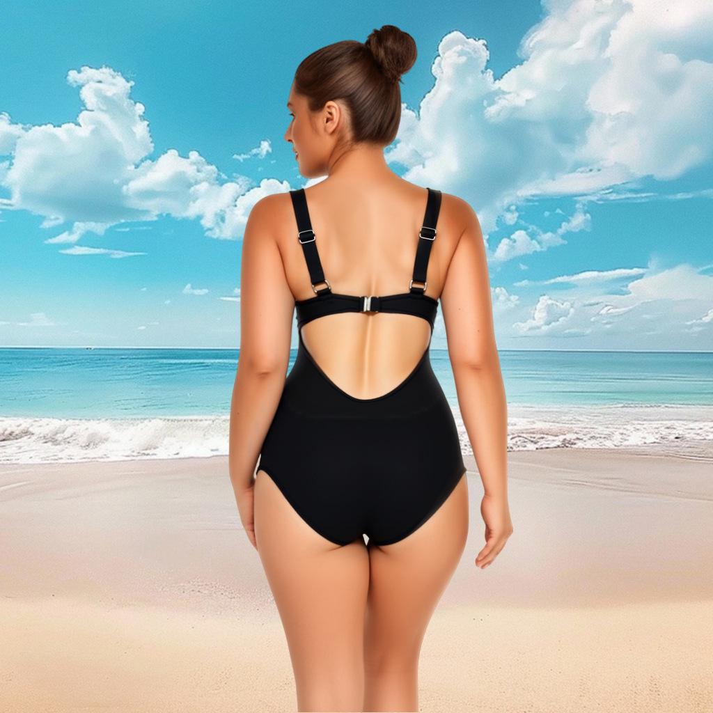 New Plus Size Sexy Print Women's One-Piece Swimsuit - Sporty Beachwear for Full-Figured Women