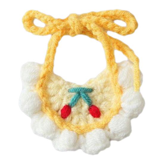 Knitted Cat Bib Adjustable Cute Pet Bib Soft Breathable Pet Bib with Bow Flower for Cats And Small Dogs Photo Prop
