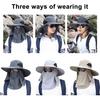 Men Fisherman Hat Wide Brim Breathable Mesh Design Quick-Drying Bucket Hat with Neck Shawl Face Guard Outdoor Fishing Hat
