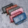 Women's Retro Oil Wax PU Leather Long Wallet With Large Capacity