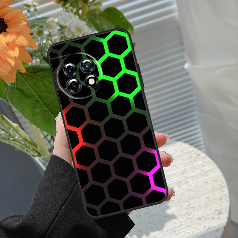 3D Hexagonal Lights Case For OnePlus 15 15R 12 12R 13T 13R 13 11 10 10R 10T 8T Nord 5 CE 2 3 4 Lite N20 N30 Cover