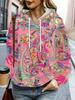 Women's Casual Sweatshirt Pink Bottom Colorful Paisley Swirl Pattern Print Casual Fashion Hooded Sweatshirt