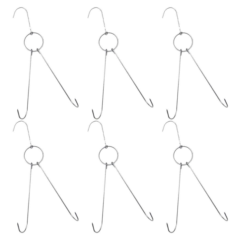6Pcs Stainless Steel Double Hooks 3.5cm Diameter 24.5cm Length Rust-Proof Meat Hooks for Roast Hanging Drying Smoking Butcher