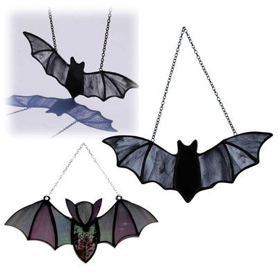 1 stück/2 stücke Acryl Fenster Hängen Schwarz Halloween Dekorationen Fledermaus Suncatcher Wandbehänge Party Zubehör Fledermaus Gebeizt