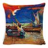 New Linen Pillow Cover Oil Painting Landscape Office Lumbar Pillow Cover Home Sofa Pillow Home Pillow